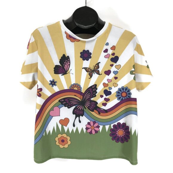 dELiA*s by Dolls Kill Retro Butterfly Collage Print Baby Tee Plus 3X Cropped 90s - Picture 1 of 10